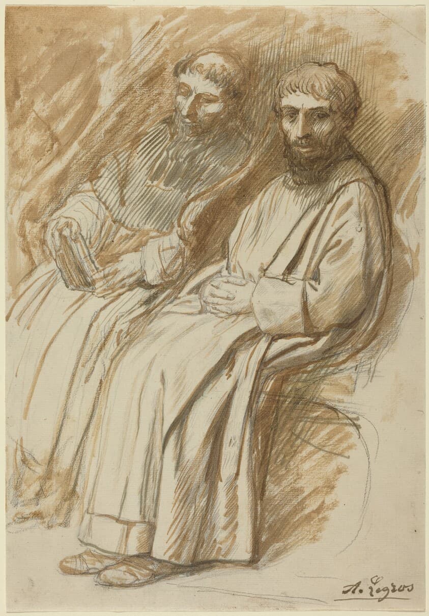 Two Monks Seated in a Church — Alphonse Legros
