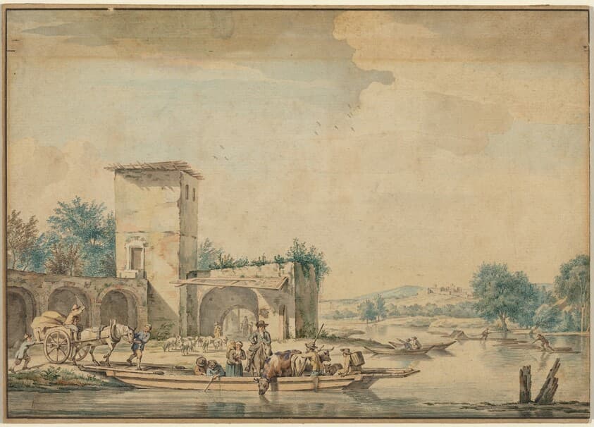 River Landscape with a Ferry Boat — Wigerus Vitringa