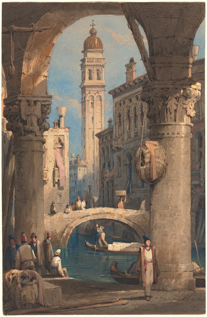 San Giorgio dei Greci, Seen from an Arcade — Samuel Prout