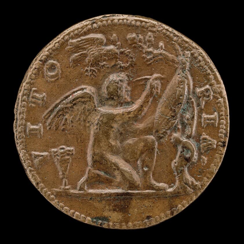 Winged Genius Writing on a Shield [reverse] — Giovanni Maria Pomedelli