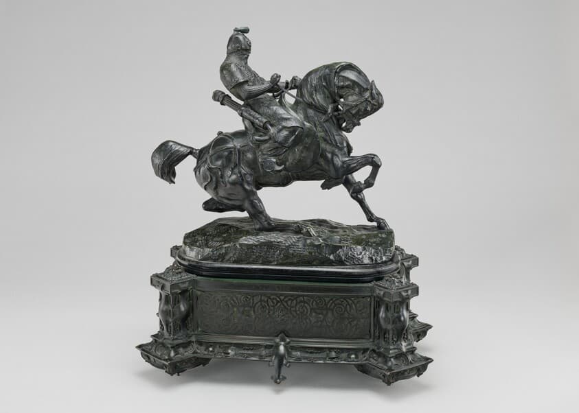 Tartar Warrior Checking His Horse — Antoine-Louis Barye
