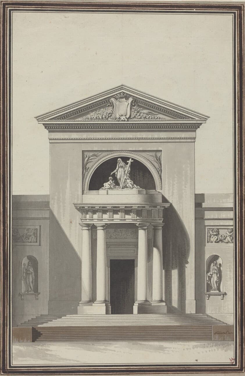 Facade for a Church with a Sculpture Representing Faith — Louis Gustave Taraval