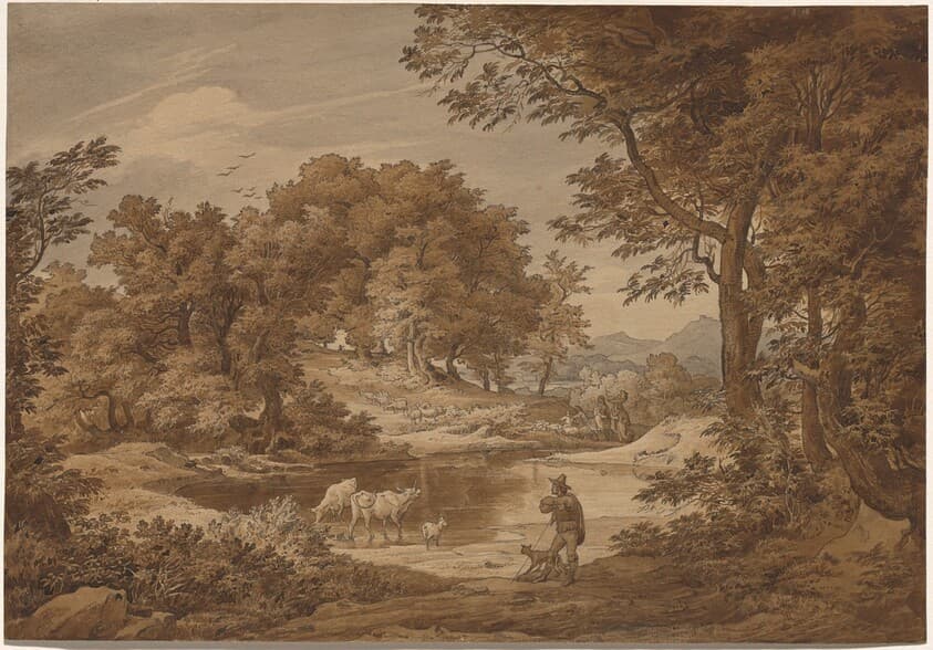 An Italianate Landscape with Shepherds — Friedrich Preller the Elder