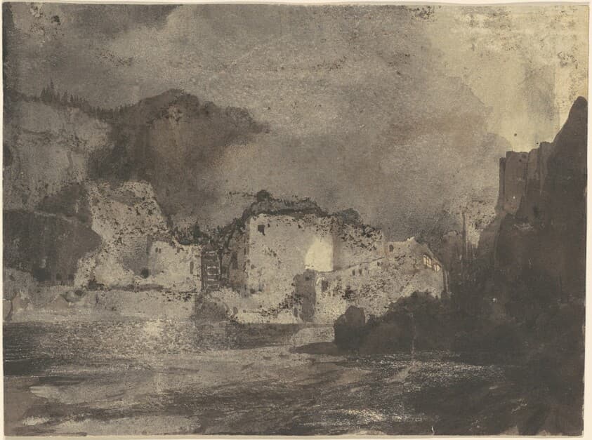 Buildings by Moonlight — Thomas Moran