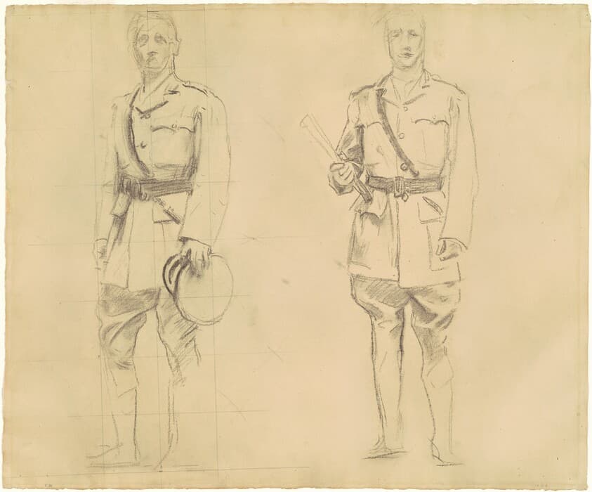 Studies of Generals Plumer and Haig for "General Officers of World War I" [recto] — John Singer Sargent