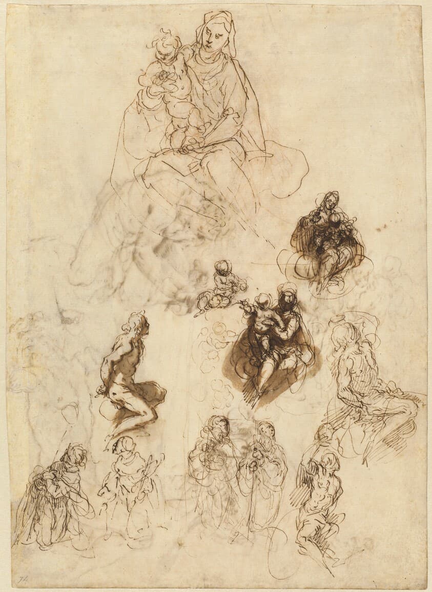 Studies of the Virgin and Child with Saints — Jacopo Palma il Giovane