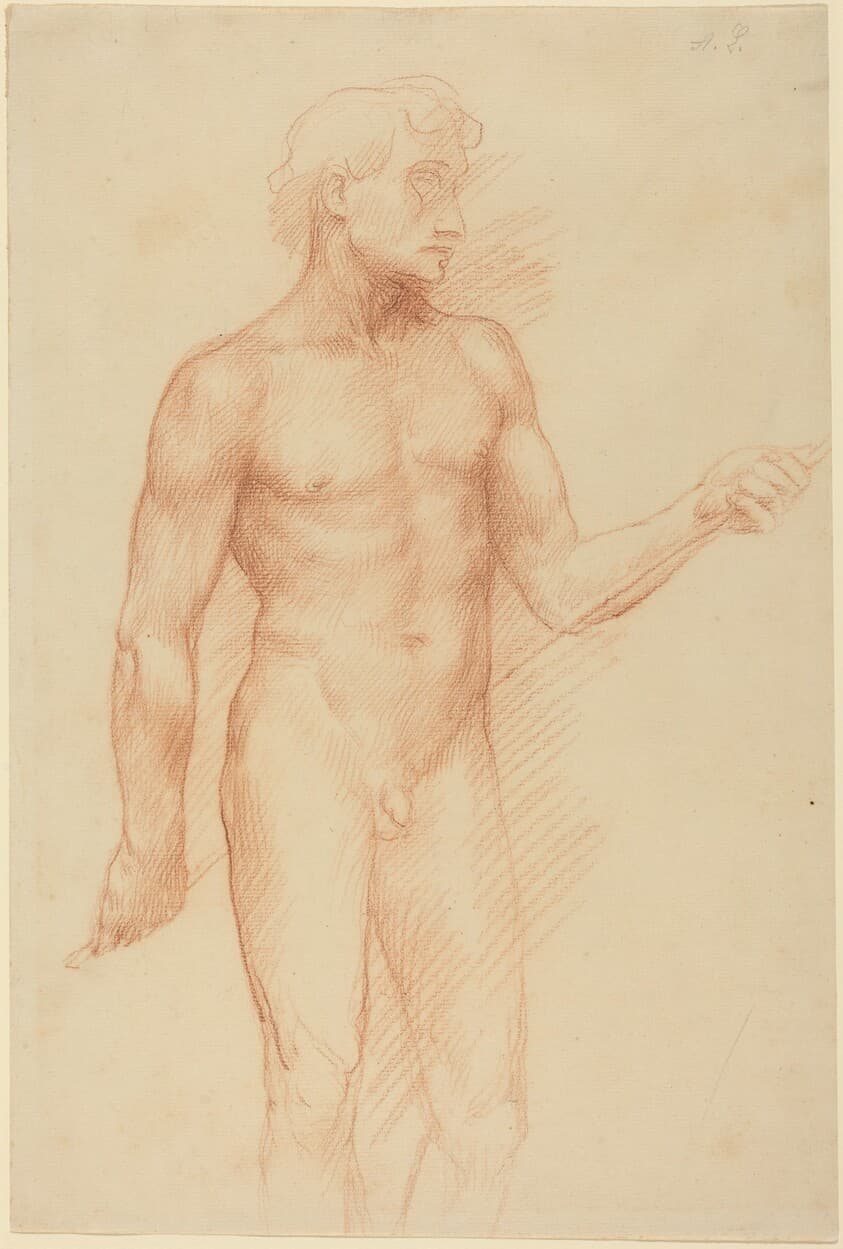 Study of a Man's Figure, Holding Rod behind Back — Alphonse Legros