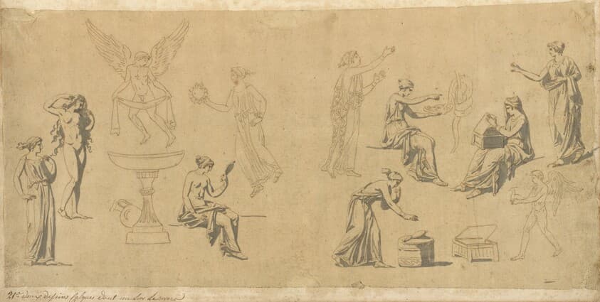 Studies of Classical Women, with Eros — Jacques-Louis David