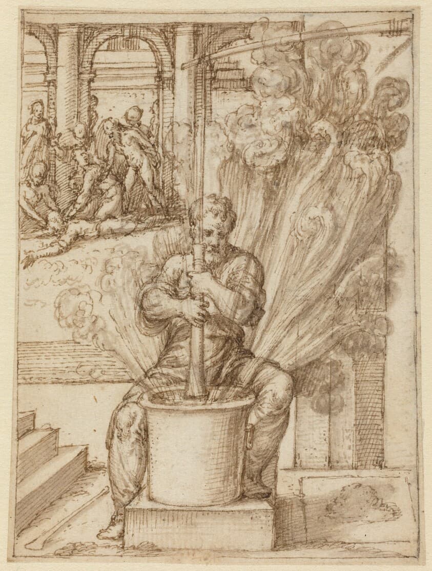 Study for Man Making an Explosion — Giulio Bonasone