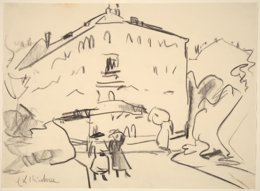 Houses in Dresden with People Strolling — Ernst Ludwig Kirchner