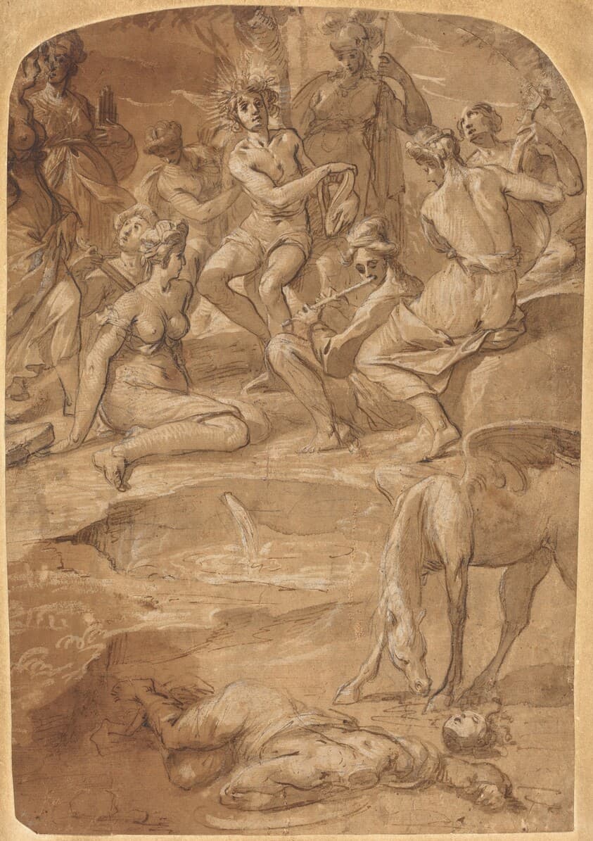 Apollo and the Muses on Mount Parnassus — Johann Christoph Storer