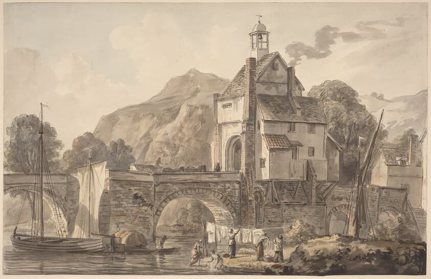 The Bridge at Bridgnorth in Shropshire — Paul Sandby