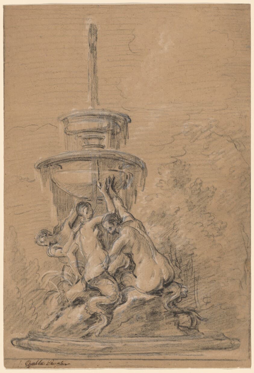 A Fountain with Three Nereids — Joseph Ignace François Parrocel