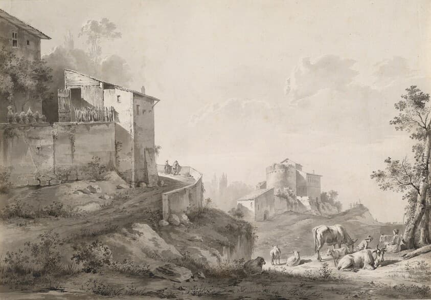 A Sunlit Landscape with Hilltop Houses — Jean-Jacques de Boissieu