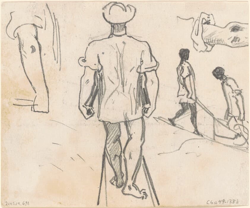 Studies of Peasants with Wheelbarrows [verso] — John Singer Sargent