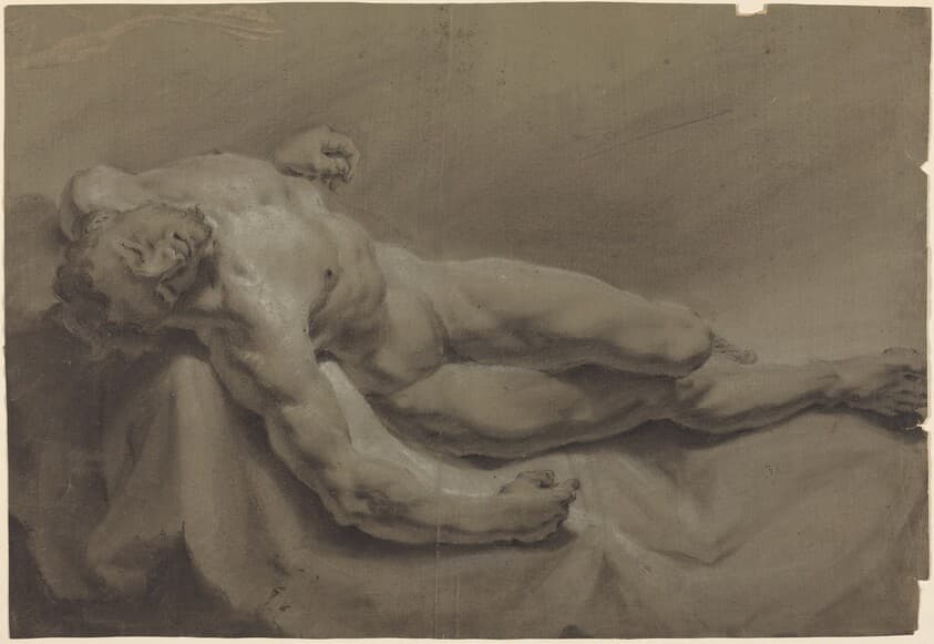 A Reclining Male Nude — Georg Raphael Donner