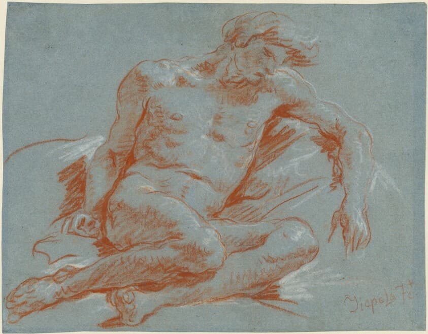 A Seated Male Nude — Giovanni Battista Tiepolo