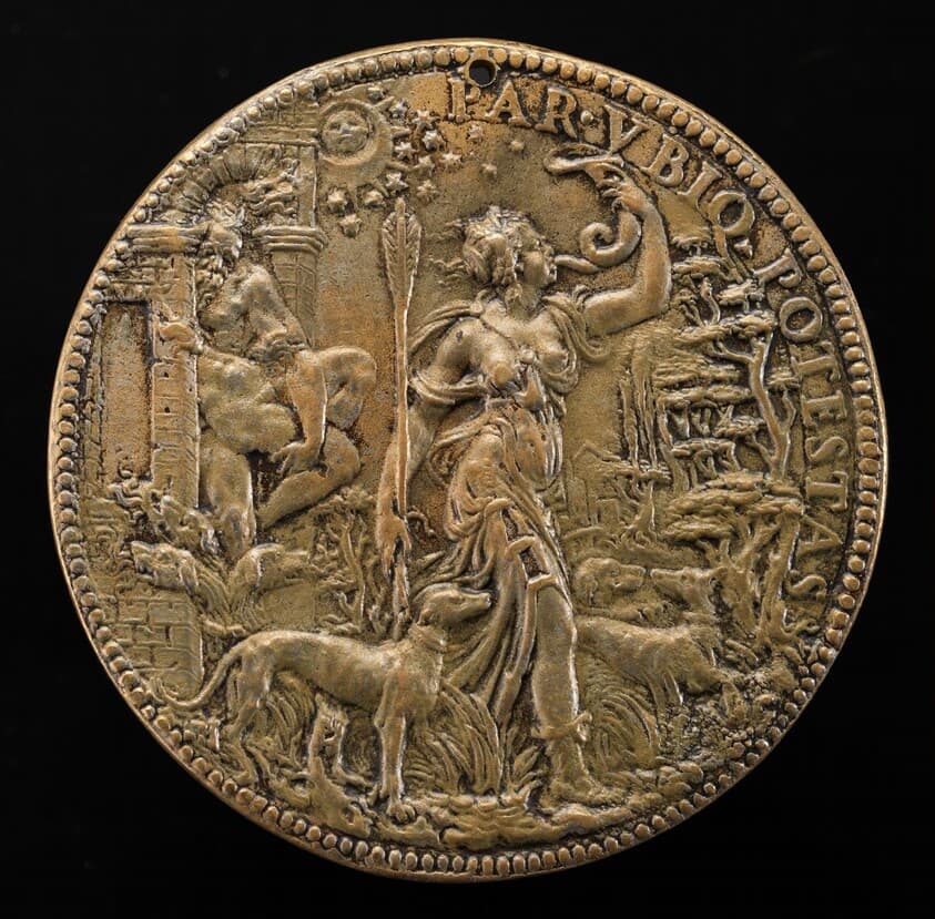 Ippolita as Diana with Hunting Dogs in a Landscape with Pluto and Cerberus [reverse] — Leone Leoni