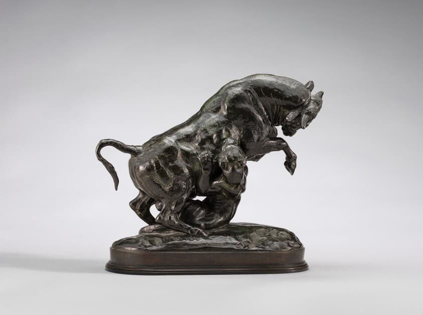 Rearing Bull with Tiger — Antoine-Louis Barye