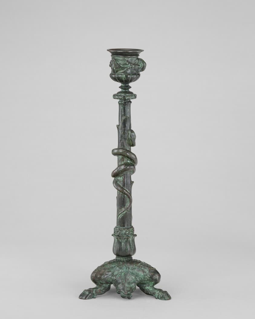 Candlestick with Volubilis, Roots, and Fawn's Feet with a Serpent about the Stem — Antoine-Louis Barye