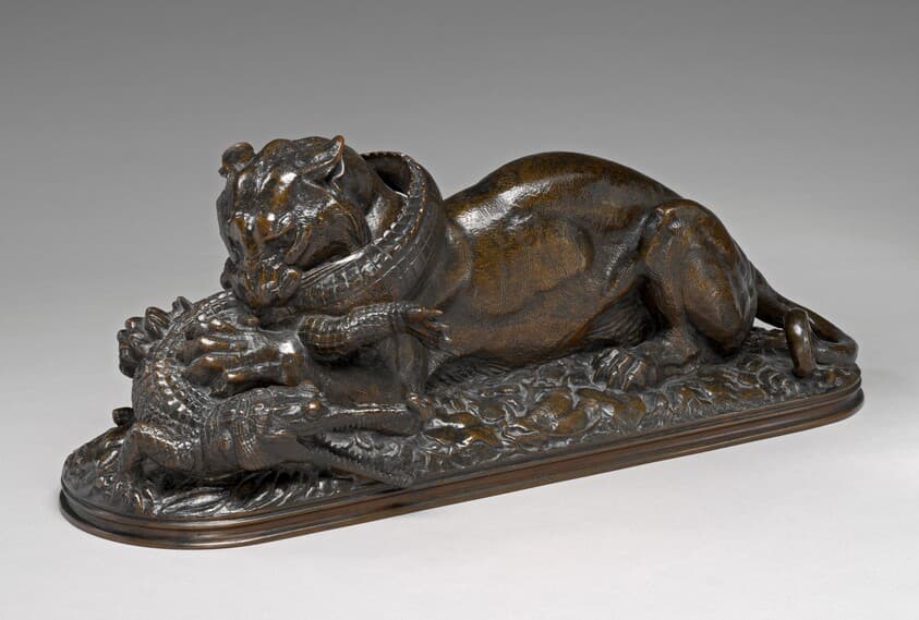 Tiger Devouring a Gavial of the Ganges — Antoine-Louis Barye