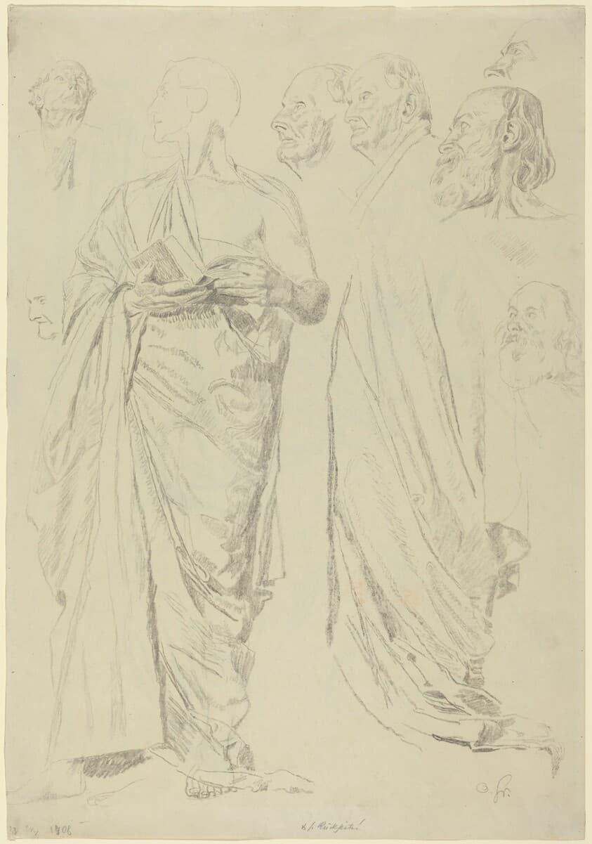 Studies of Men in Togas [recto] — Otto Greiner