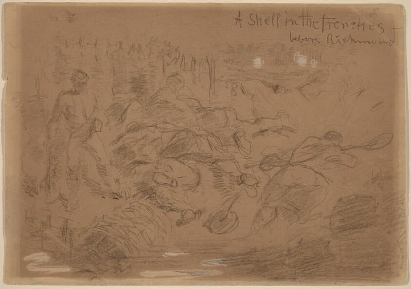 A Shell in the Trenches before Richmond [recto] — Winslow Homer