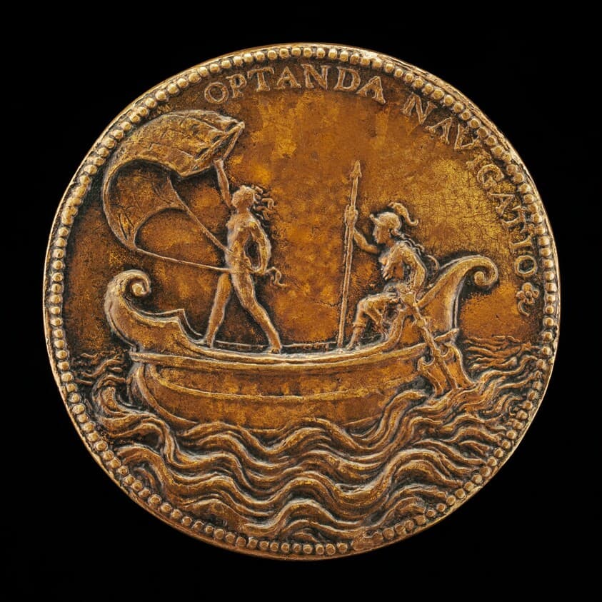 Fortune and Virtue Sailing a Boat [reverse] — Pier Paolo Galeotti