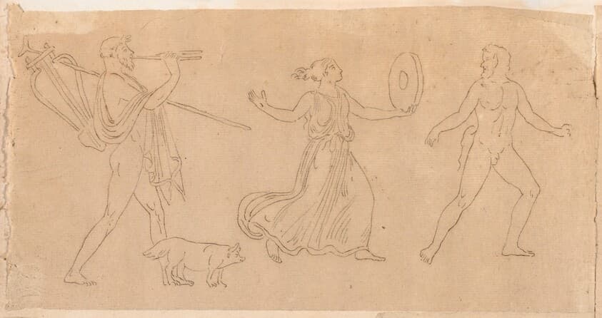 Dancing and Piping Figures — Jacques-Louis David