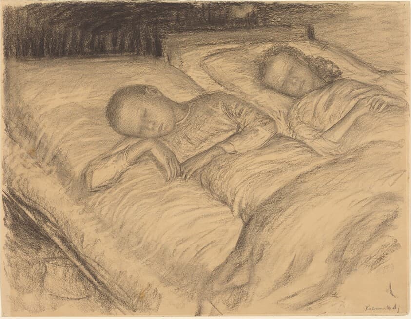 The Artist's Children Wolf and Anna Asleep — Leopold von Kalckreuth