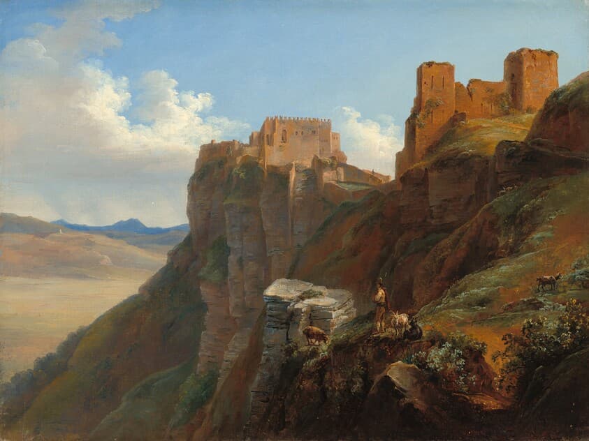 View of the Castello di San Giuliano, near Trapani, Sicily — Louise-Joséphine Sarazin de Belmont