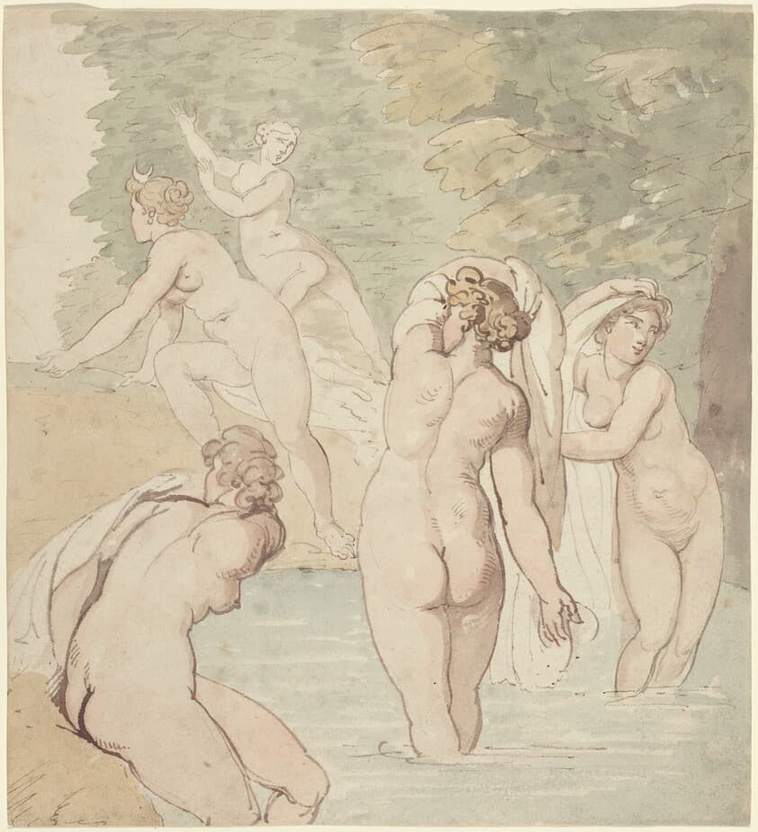 Diana and Her Nymphs Bathing — Thomas Rowlandson