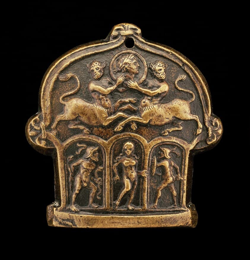 Part of a Sword Pommel (Centaur Supporting Medallion; Venus Flanked by Mars and Hercules) — Caradosso Foppa