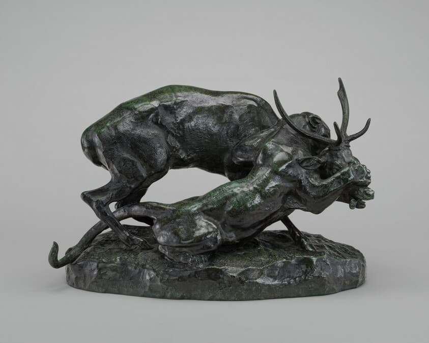 Panther Seizing a Stag — Antoine-Louis Barye