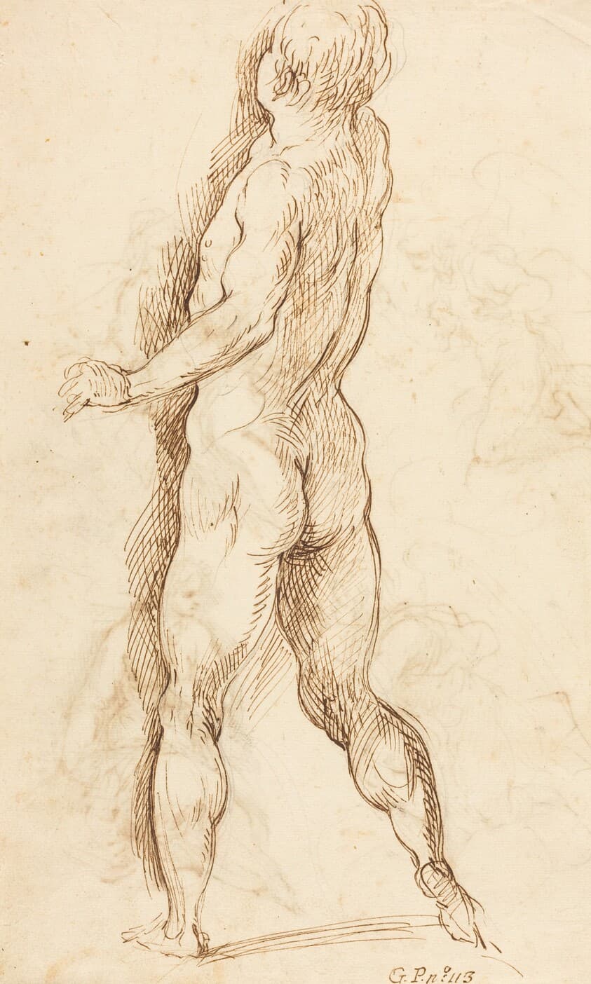Nude Man Seen from Behind [verso] — Jacopo Palma il Giovane