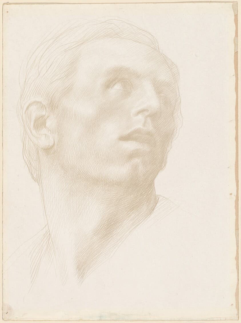 Head of a Man Looking Up to the Right — Alphonse Legros
