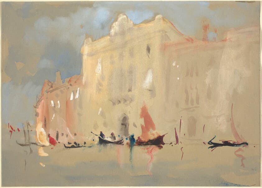 Gondolas Before a Palace on the Grand Canal in Venice — Hercules Brabazon Brabazon