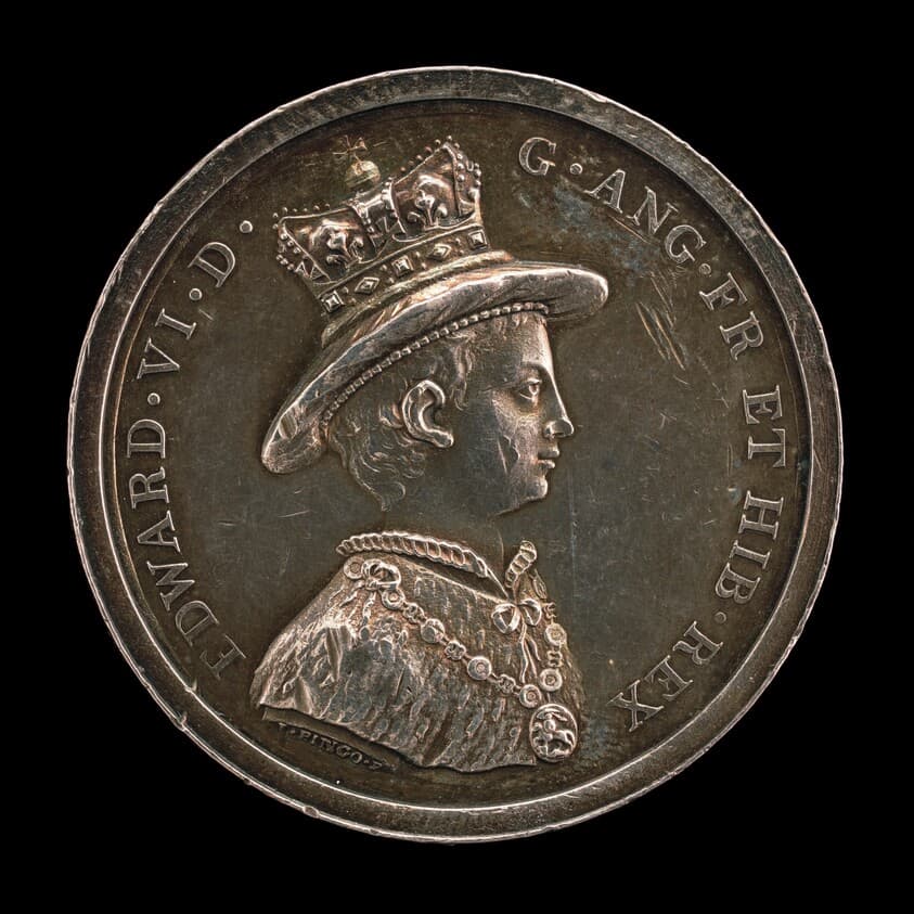 Edward VI, 1537-1553, King of England 1547 (Medal for the School of Christ's Hospital, Founded 1552) [obverse] — Lewis Pingo
