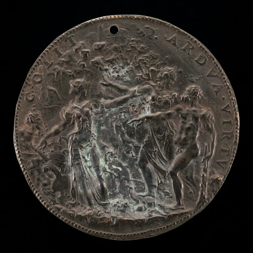 The Choice of Hercules before Parnassus: The Steep Path of Virtue over the Easy Path of Pleasure [reverse] — Leone Leoni