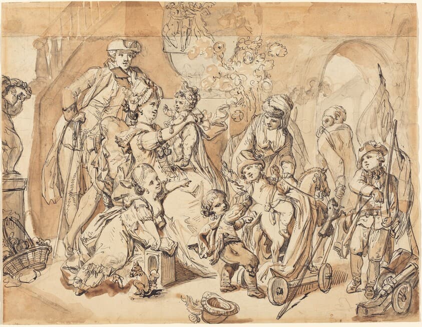The Happy Family with Children Playing — Johann Eleazar Schenau