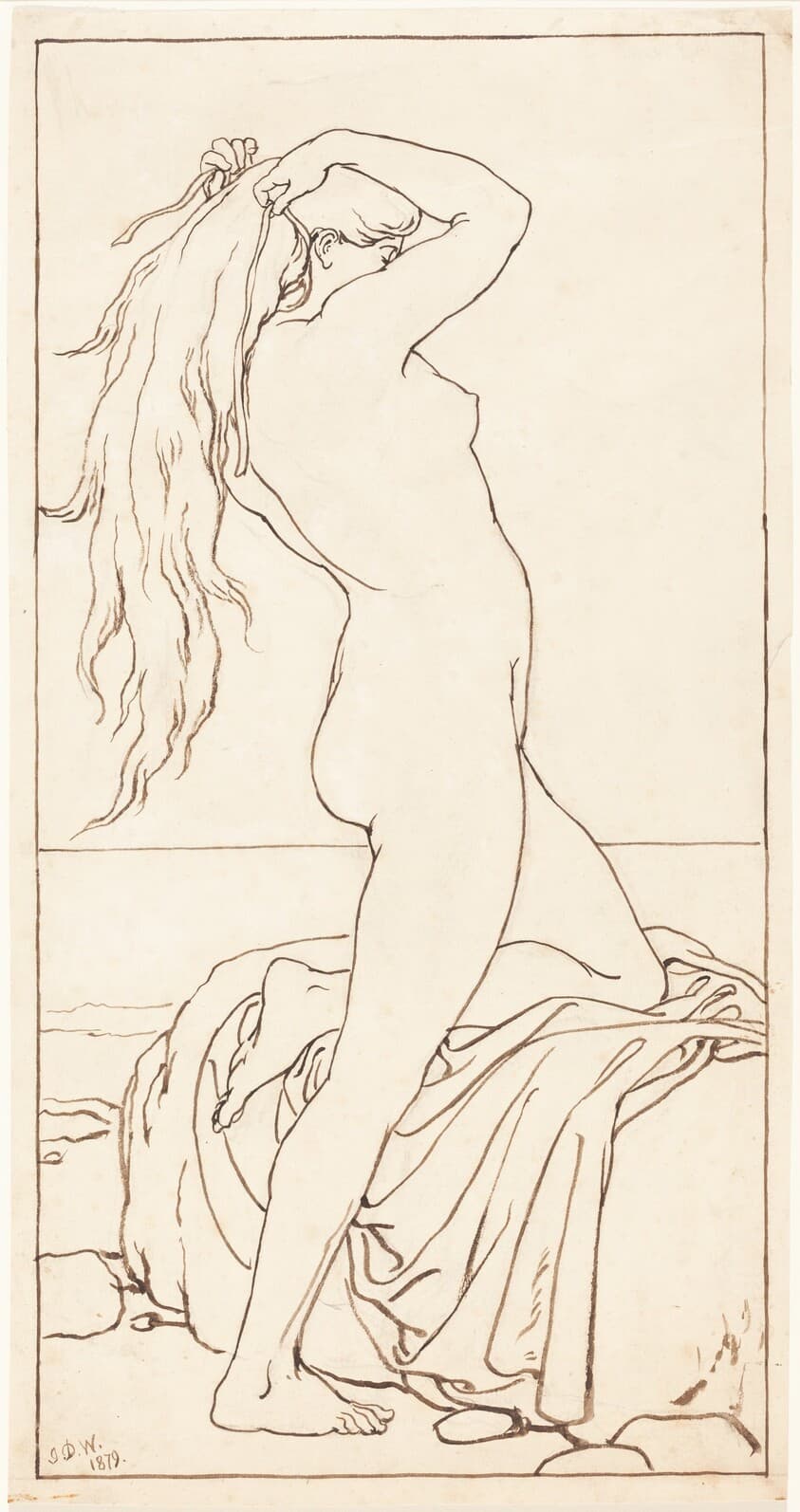 Standing Nude Binding Her Hair — John Dawson Watson