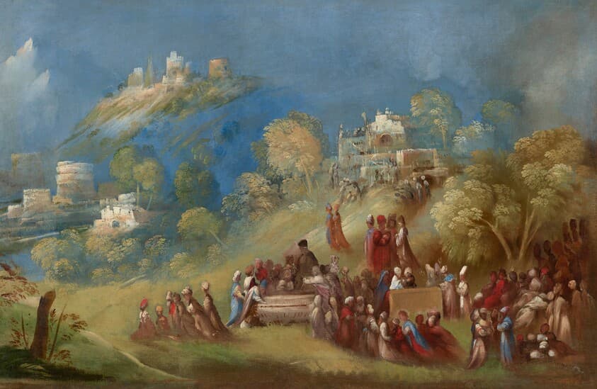 The Trojans Building the Temple to Venus and Making Offerings at Anchises's Grave in Sicily — Dosso Dossi