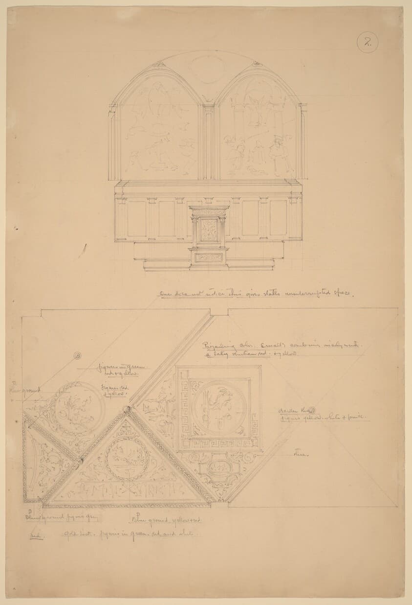 Study of an Altarpiece and Ceiling Panels — John Russell Pope