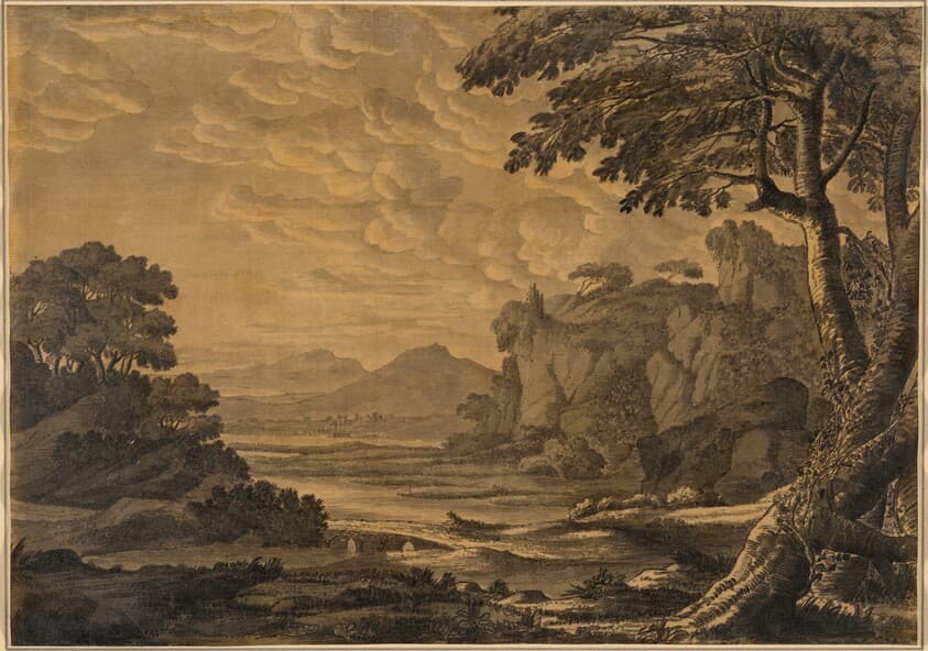 An Extensive River Landscape — Alexander Cozens