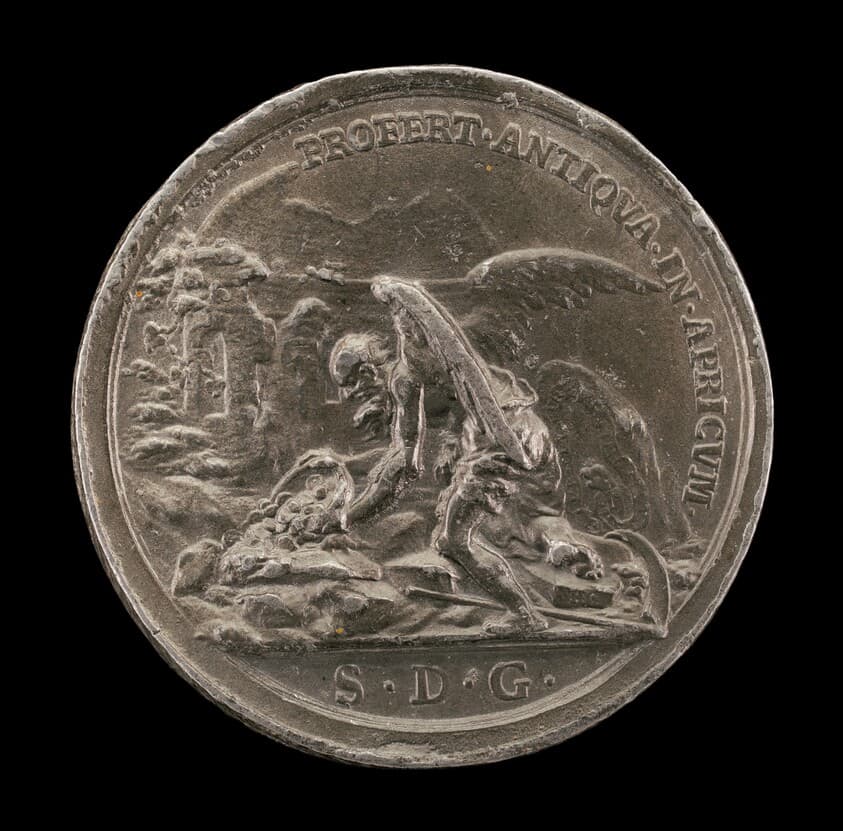 Saturn (Time) Discovering Treasures in Ruins [reverse] — Johann Karl Hedlinger
