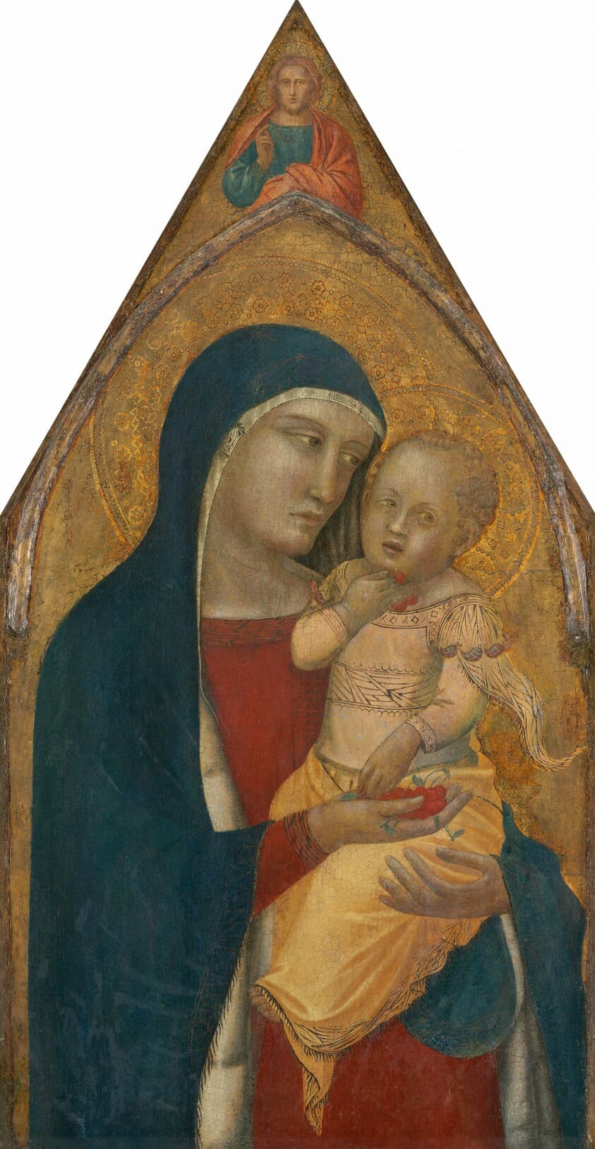 Madonna and Child, with the Blessing Christ [middle panel] — Pietro Lorenzetti