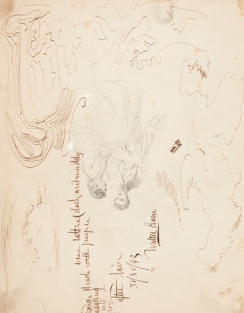 Sketch of a Couple Seated with Cloud Studies [verso] — Walter Crane