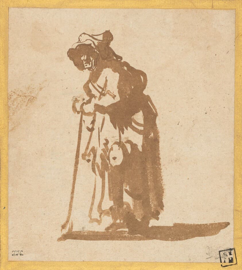 Beggar Woman Leaning on a Stick — Rembrandt van Rijn