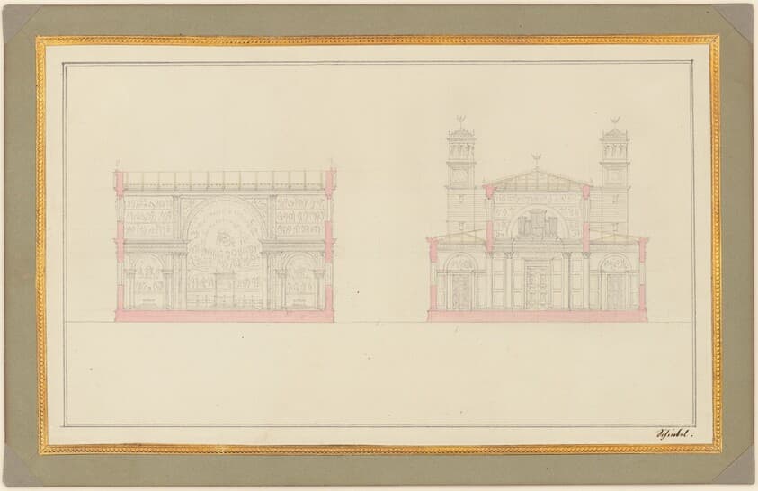 Section of the Crossing and the West End of a Cathedral for Berlin — Karl Friedrich Schinkel