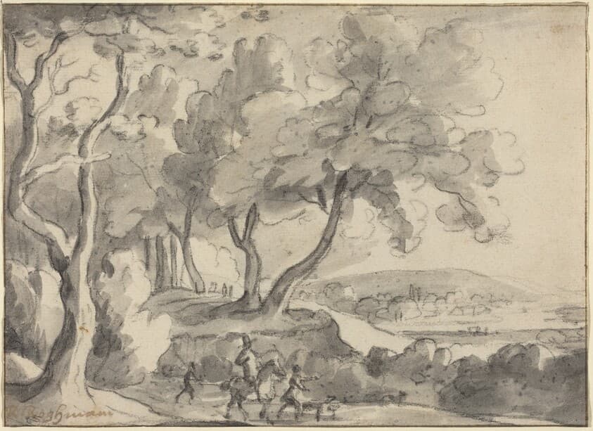 Horseman and Attendants at the Edge of a Wood — Roelant Roghman